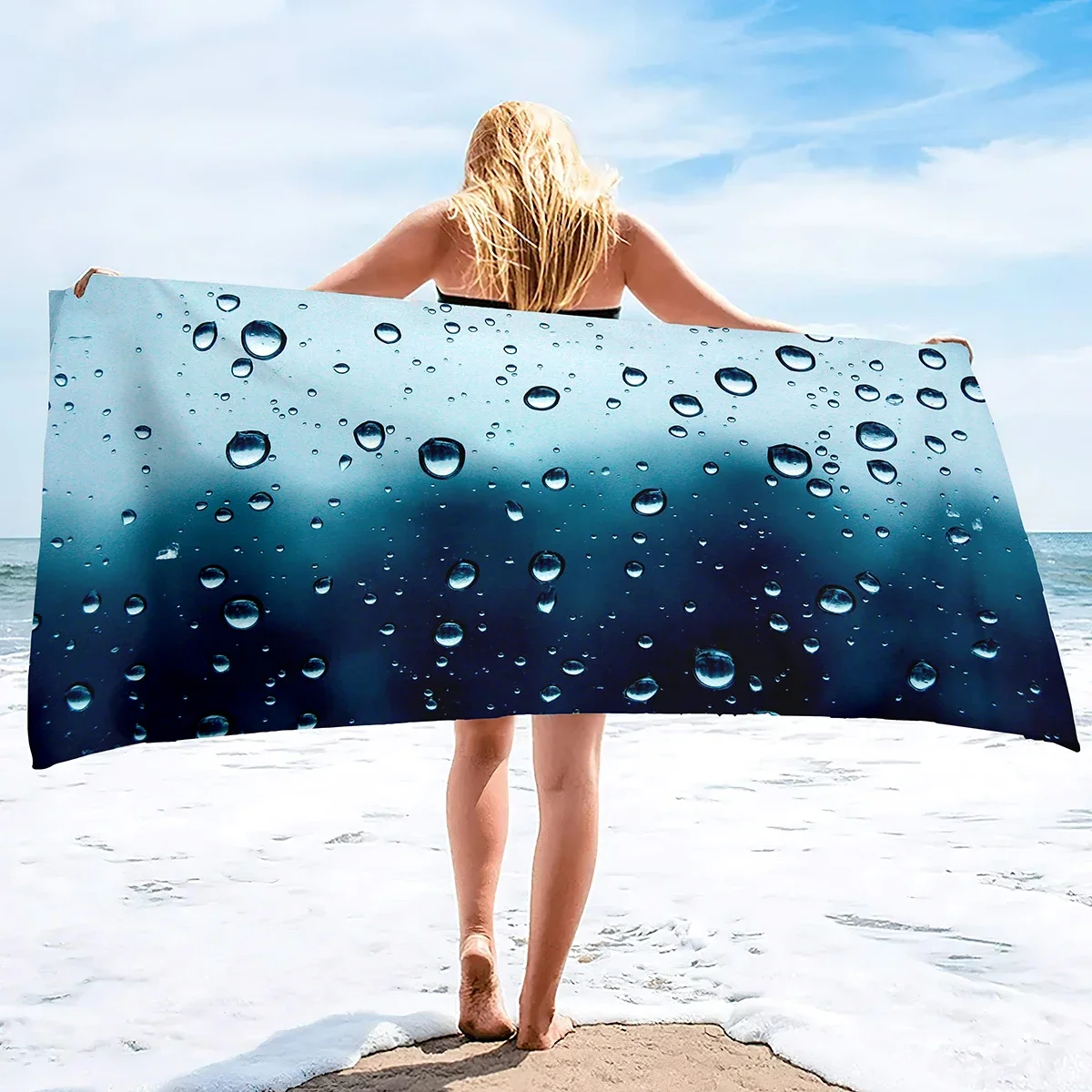 Raindrops on Glass Beach Towel Oversized Sand Free Quick Dry Towel Extra Large Turkish Light Towel Water Drop