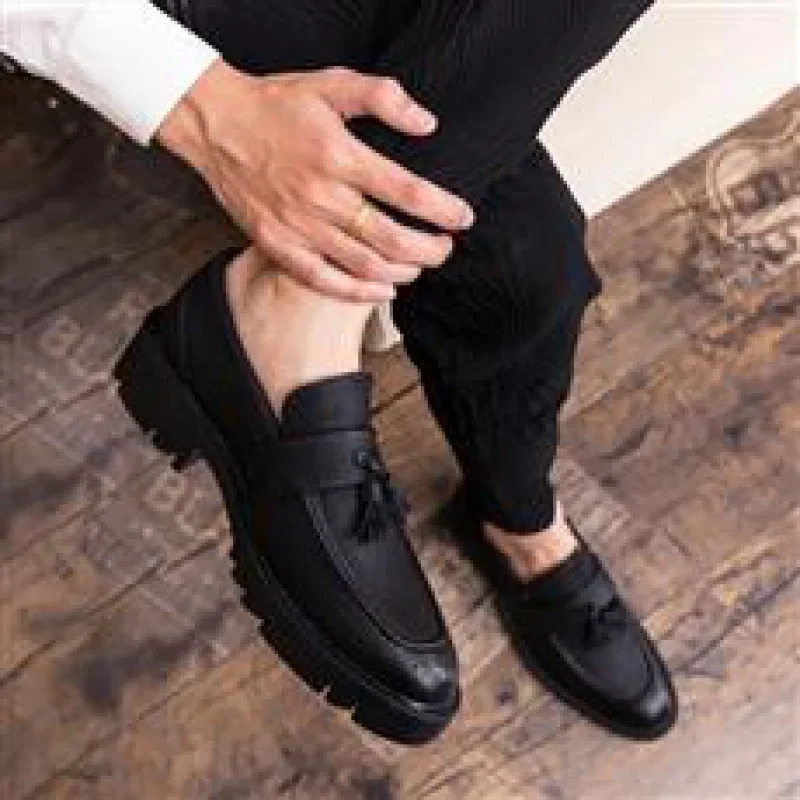 

Men's Genuine Leather Handmade Elevator Party Italy Dress Office Social Derby Shoes