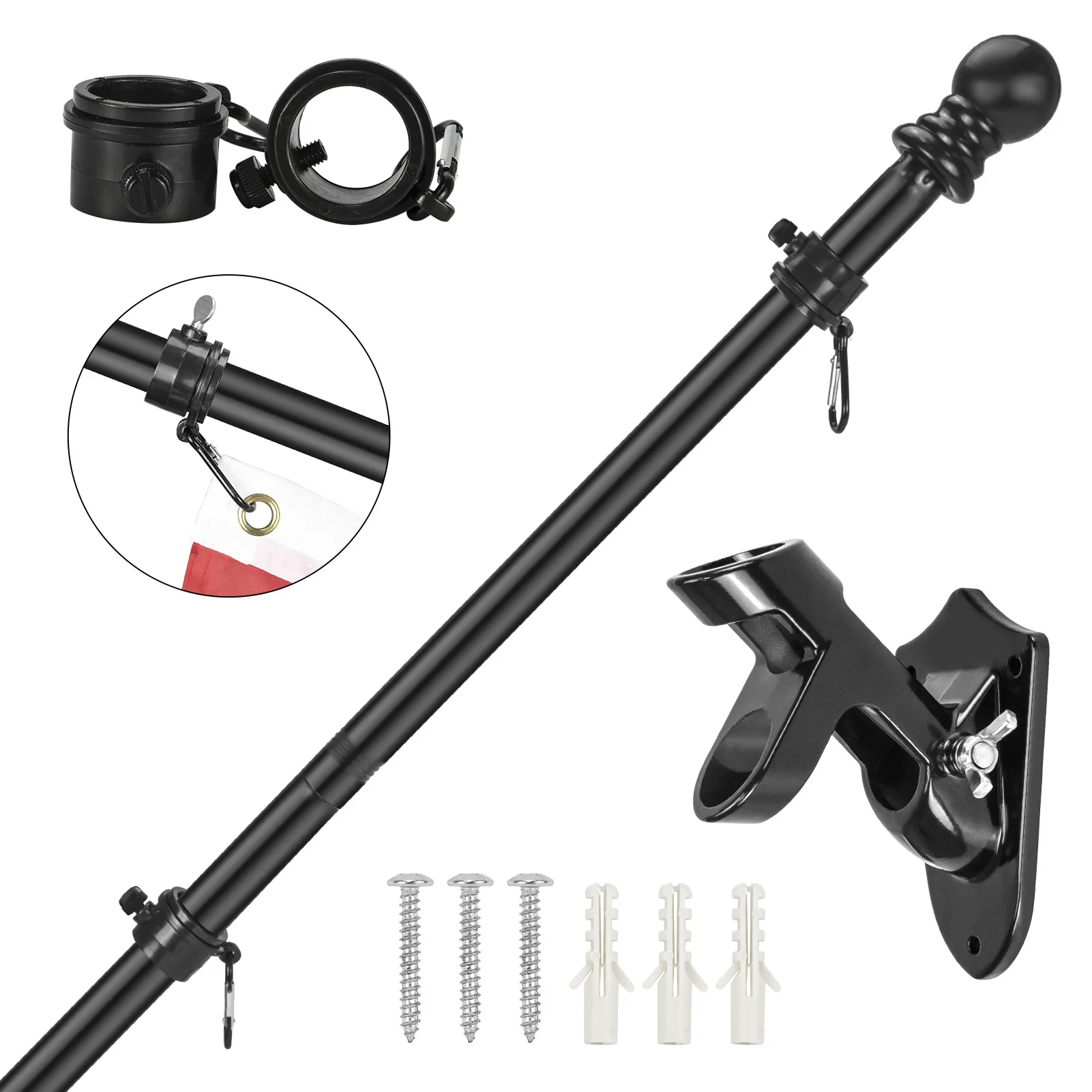 Stainless Steel Flag Pole Holder Heavy Duty Wall Mount Bracket For Garden Yard Outdoor Banner Display Stand Rust Resistant