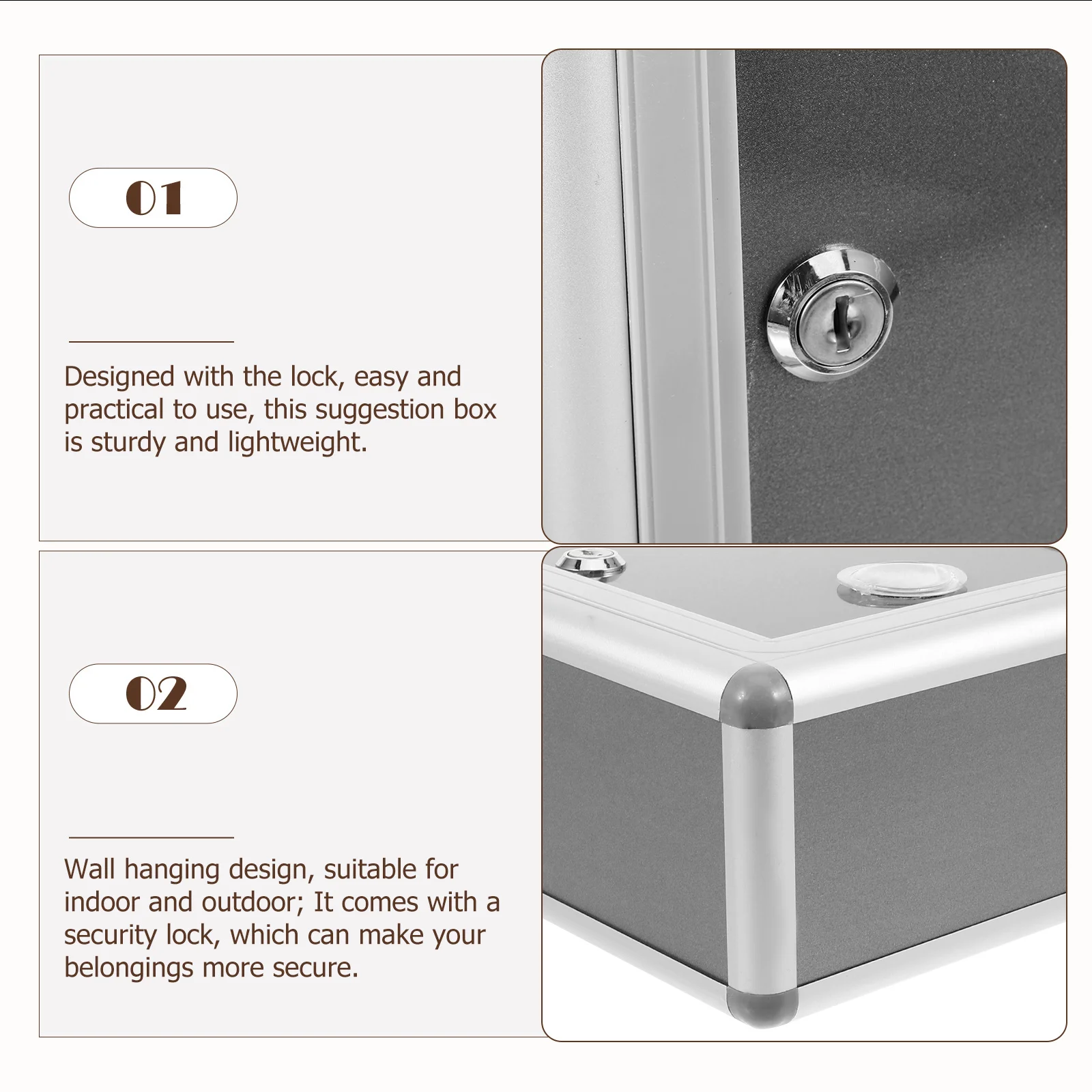 

1 set 1 Set Wall Mount Suggestion Box Metal Plastic Letter Collection Container For Office Classroom Outdoor Public Use Donation