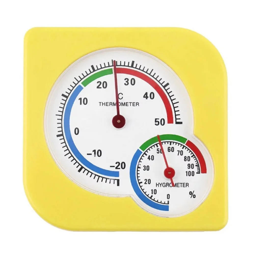 2 In 1 Thermometer Hygrometer Indoor Outdoor Plastic Temperature Humidity Gauge For Garden Home Climate Monitor Yellow White