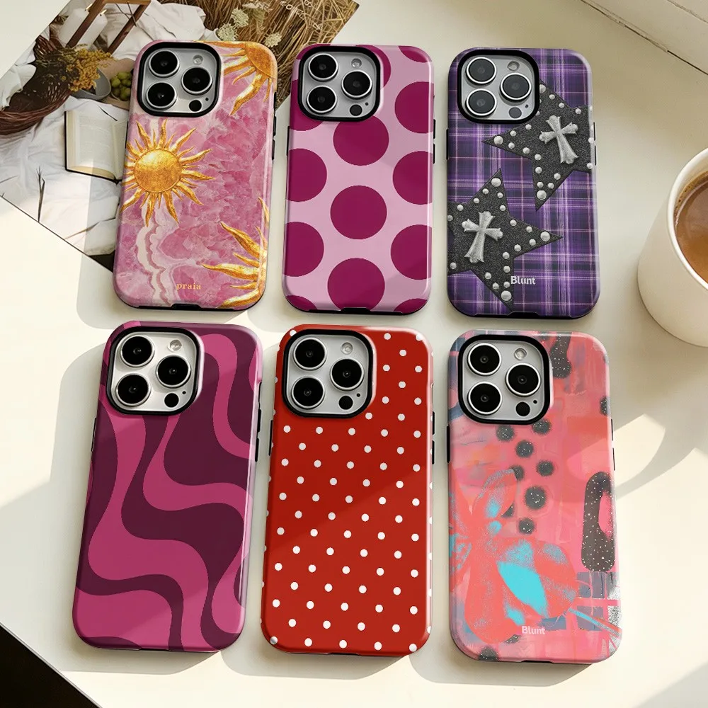 Clmj Retro Polka Dot Phone Case for Samsung Galaxy S22 S23 S24 S25 S26 FE Plus Ultra Edge 4G 5G Luxury Double-layer Back Cover