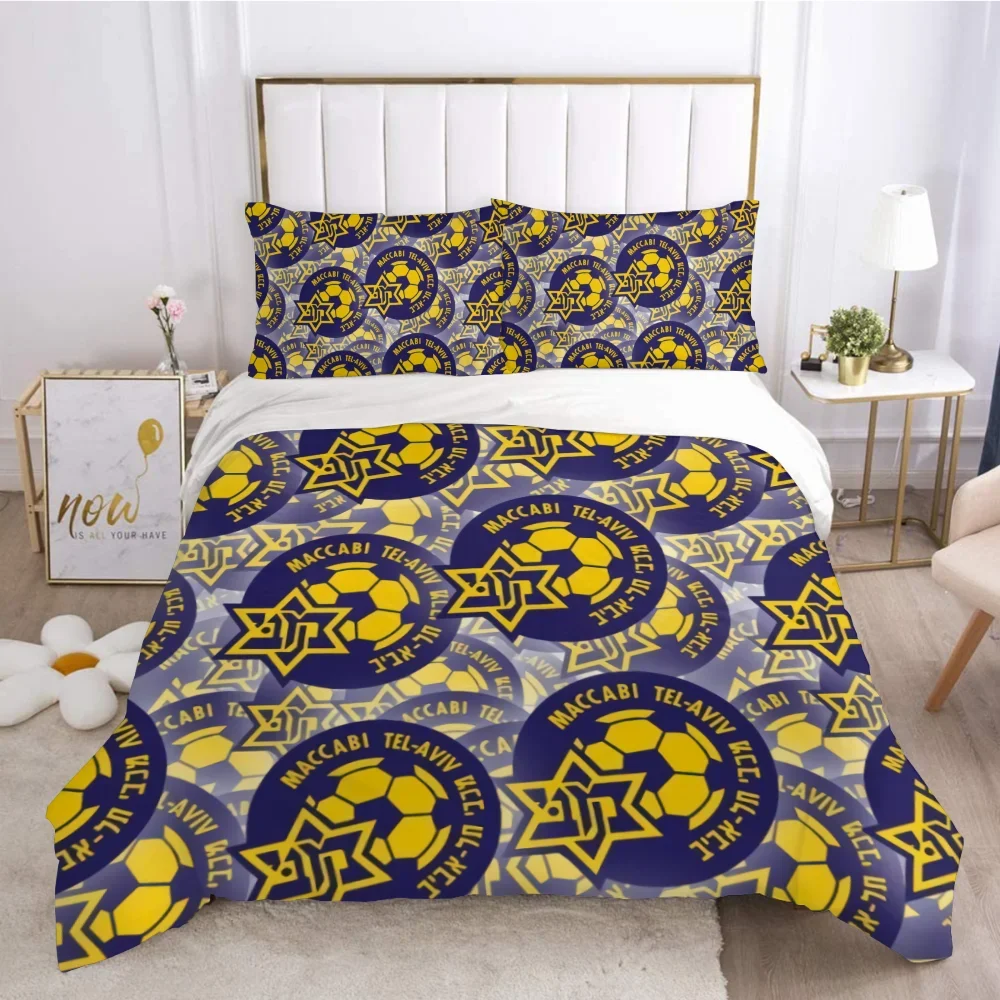 

3PCS Single-sided Printed Duvet M-Maccabi T-Tel AAviv Bedding Set Duvet Comfortable Breathable Sheet King Queen Different Size