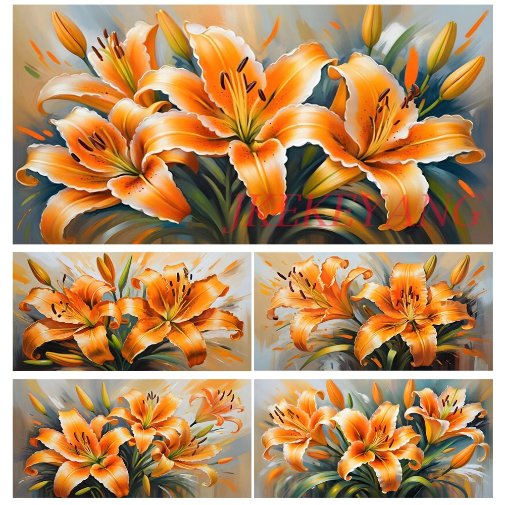 DIY Diamond Painting Cross Stitch Kit Beautiful Yellow Lilies Flower Diamond Mosaic New Collection 2024 Home Decor Gift