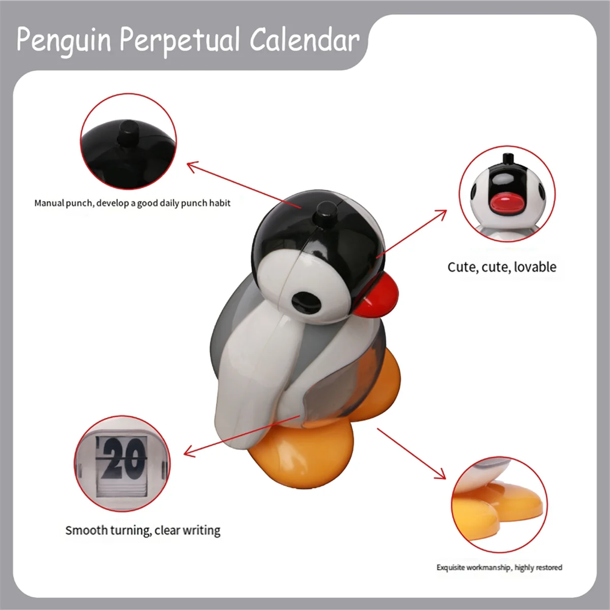 Gfc-календарь-пингвин, украшение для рабочего стола, нажимной календарь, красный рот, кукла-пингвин, украшение, подарок на день рождения, B
