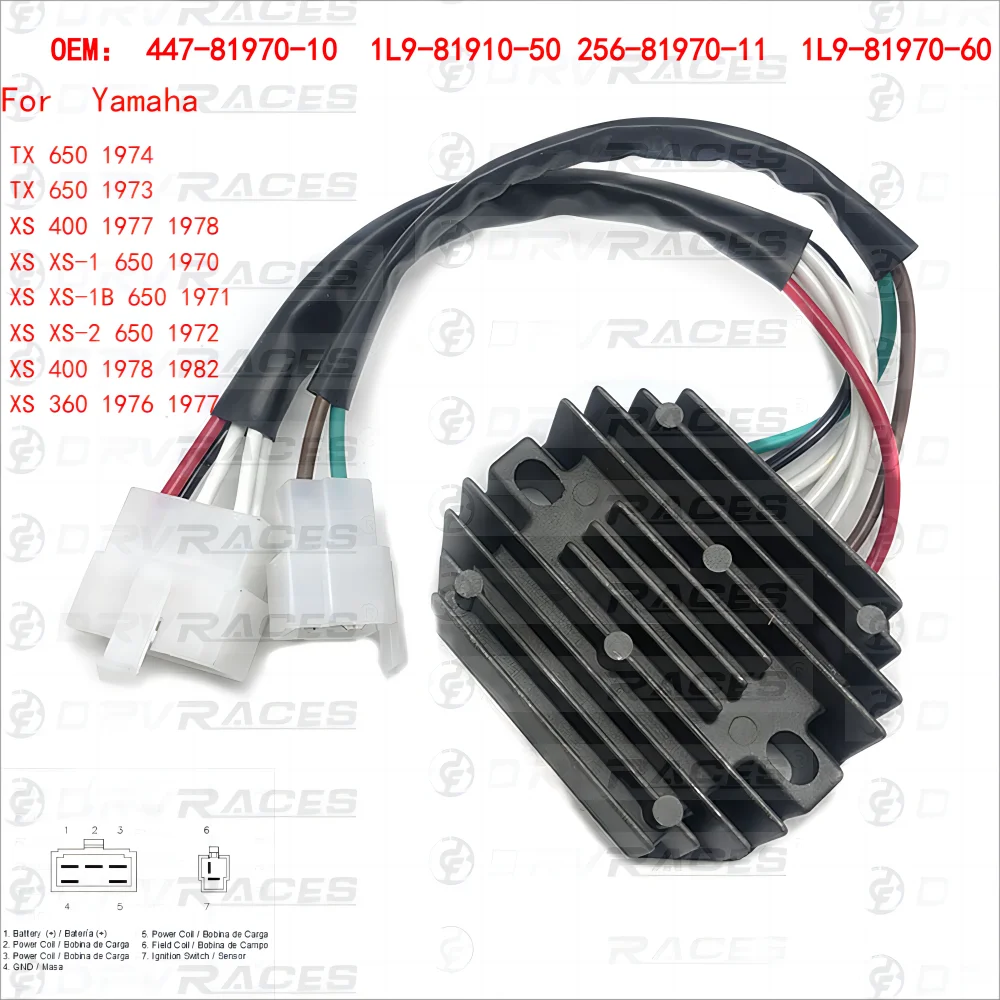 Motorcycle Voltage Regulator Rectifier For Yamaha TX 650 XS400 XS-1 XS-1B XS-2 650 XS 360 1L9-81910-50 1L9-81970-60 256-81970-11