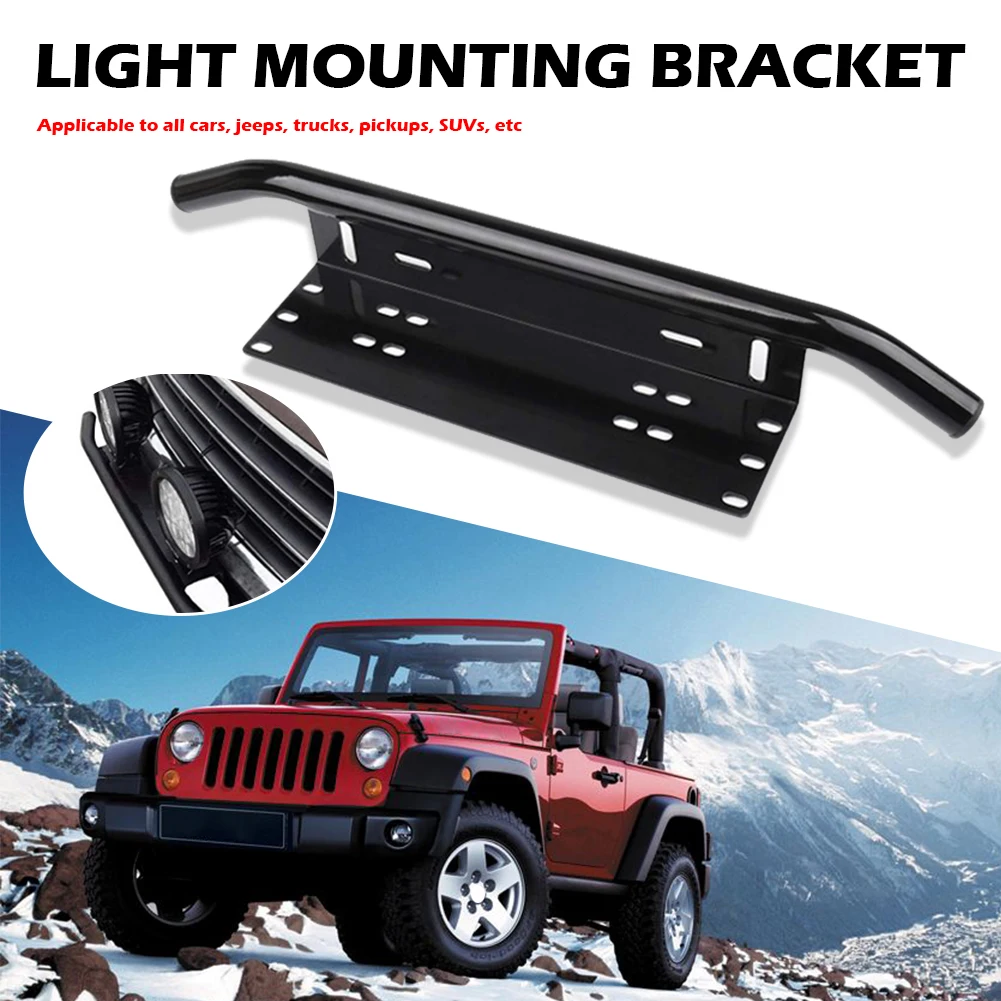 Universal Front Bumper License Plate Mount Bracket Holder for SUV Off Road LED Light Bar & Fog Lamp Mounting Accessories