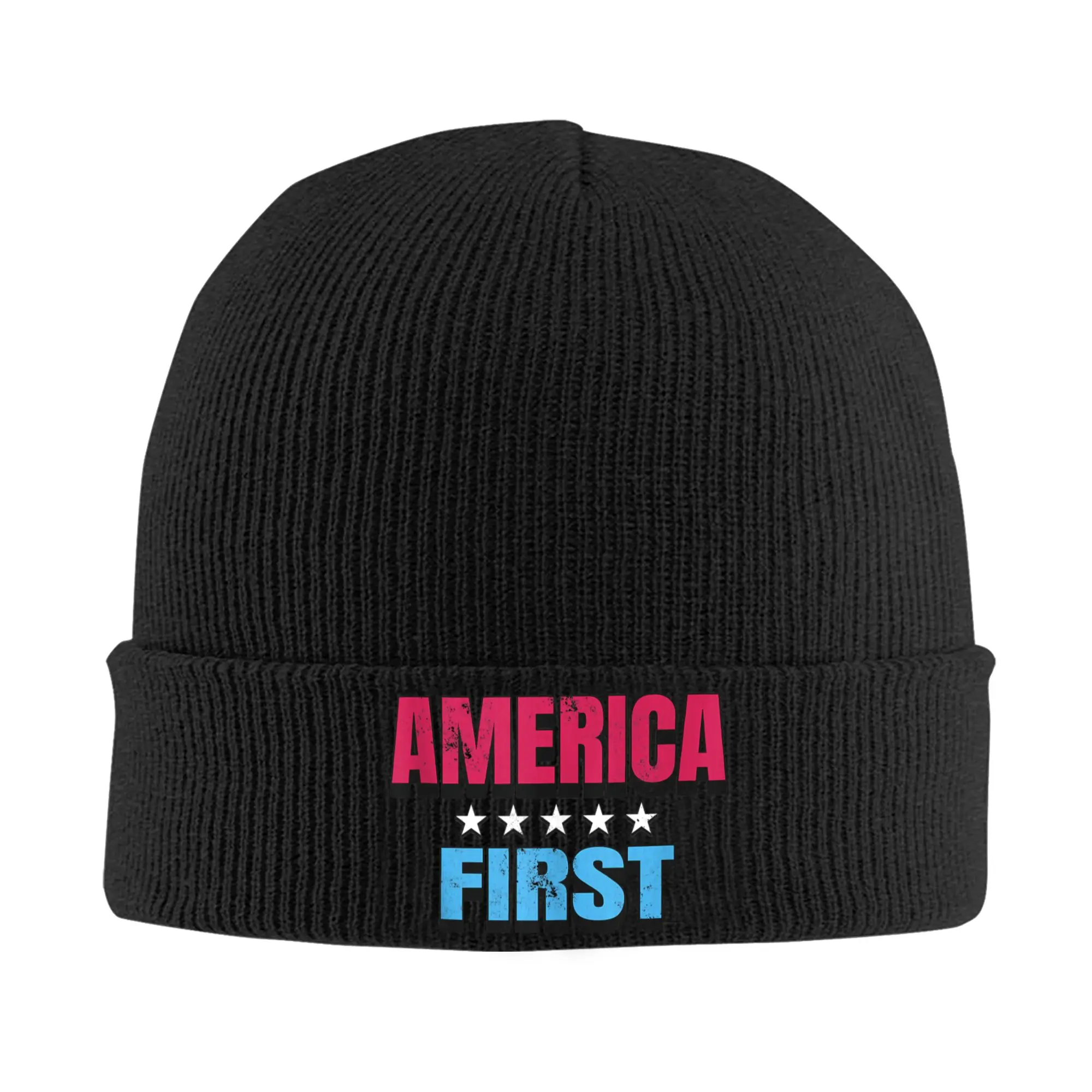

America First Knitting Hat Fashion Caps Men Women Outdoor Beanie Hats Autumn Pattern Warm Bonnet Hats