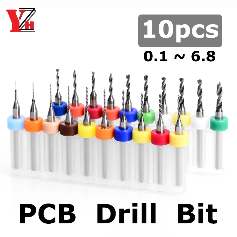 

YZH 10Pcs/Lot PCB Micro Drill Bits 3.175 Shank 0.1 to 6.8mm Diameter DIY CNC For Print Circuit Board For Jewelry Making