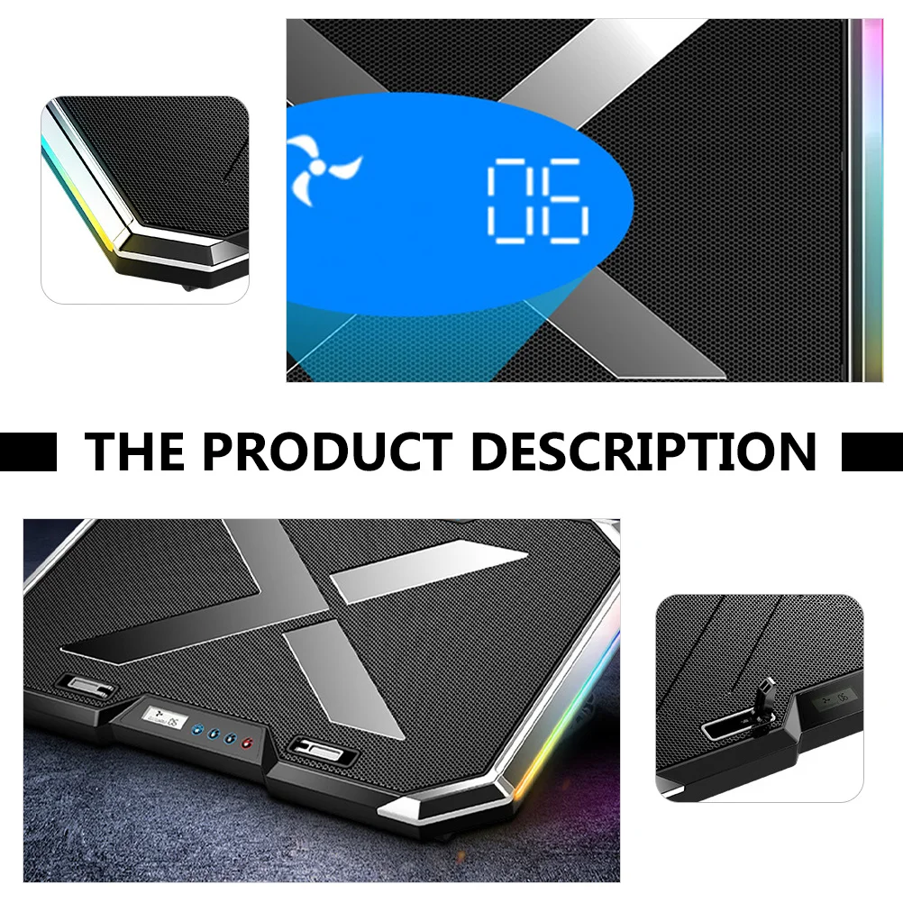 

Laptop Cooler Cooling Pad Rgb LED Large Fan 7-Angle Adjustable Ventilated Support for Inch Laptop Gaming Cooling Pad