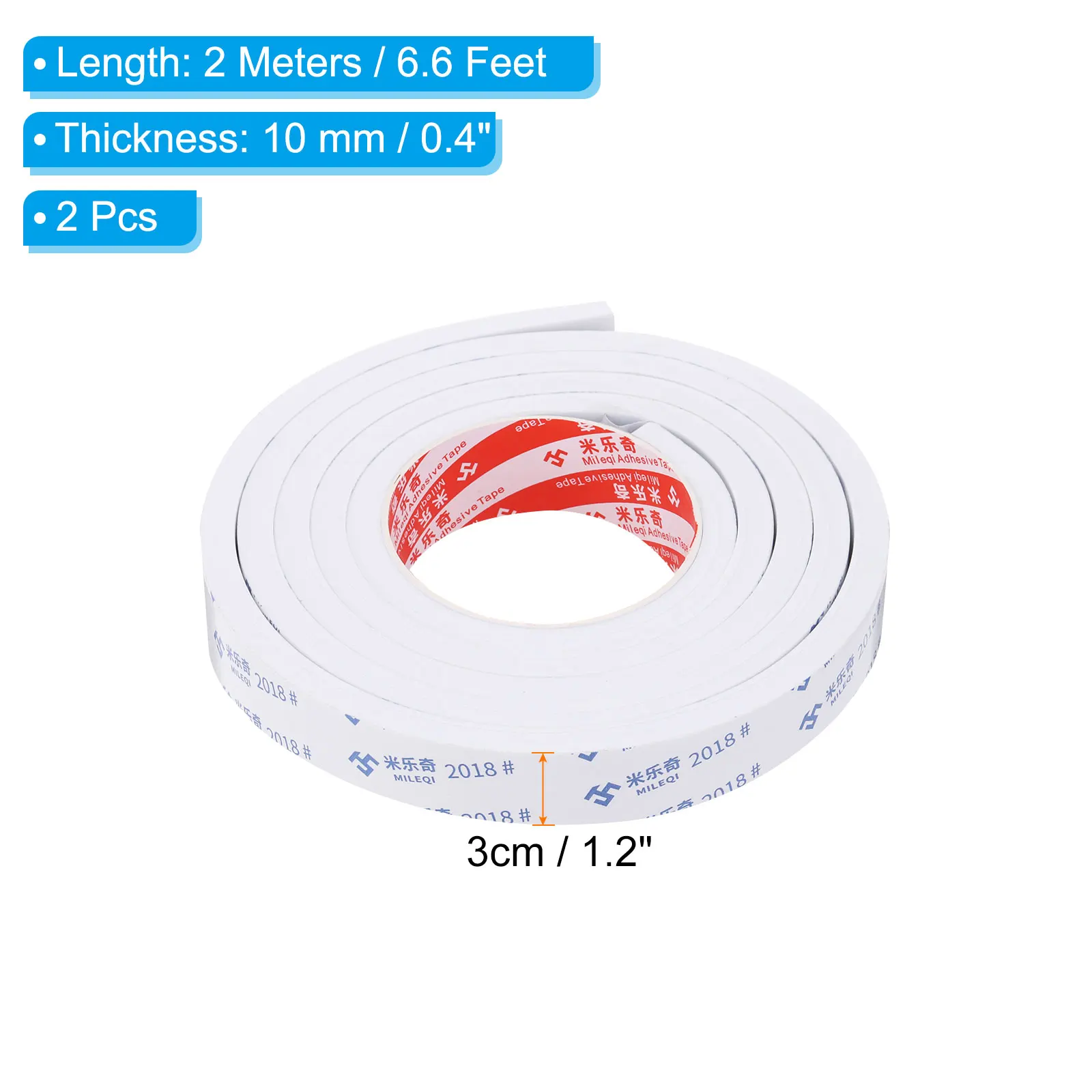 Uxcell 2Pcs 2m/5m Sealing Foam Tape 1/5/8/10mm Thick Single Sided Weather Stripping Door Seal Strip for Window Door Insulation