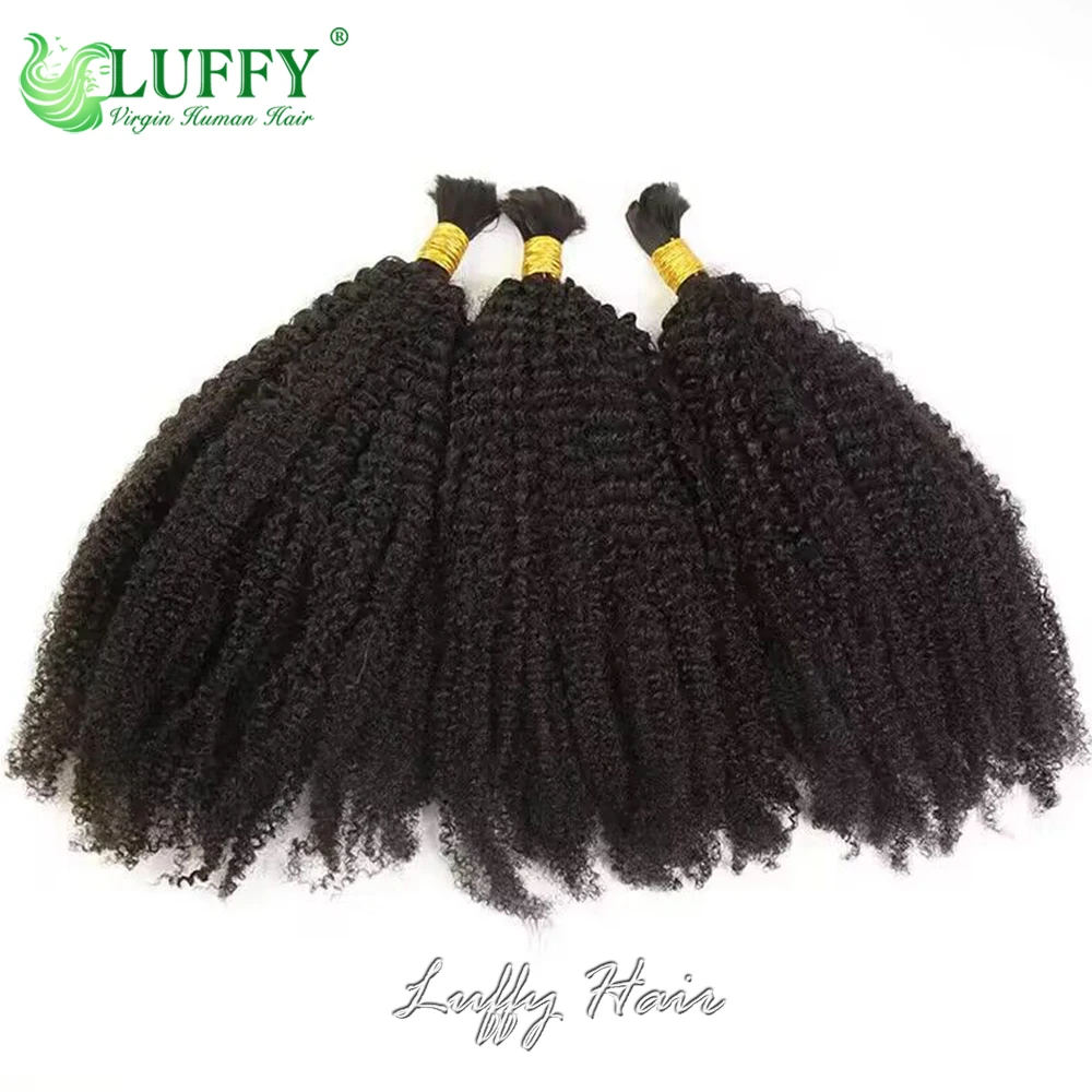 Mongolian Afro Kinky Curly Cabelo Humano para Mulheres Negras, Massa para Trança, Sem Trama, Tranças Pacotes, Extensões