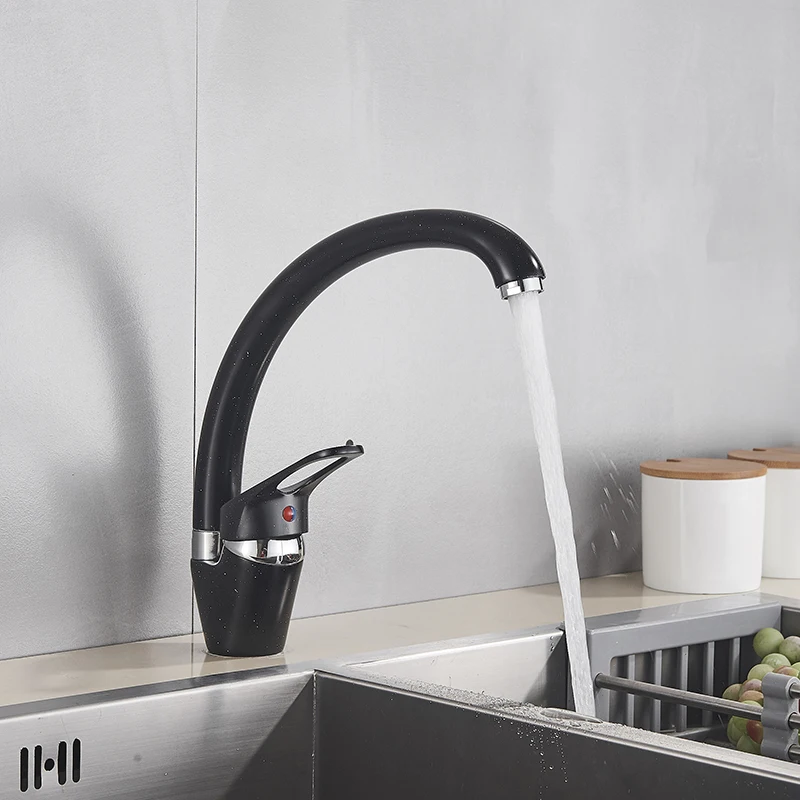 Black With Dot Bathroom Kitchen Sink Faucet Contemporary Fashion  Single Handle Hot and Cold  Mixer Taps