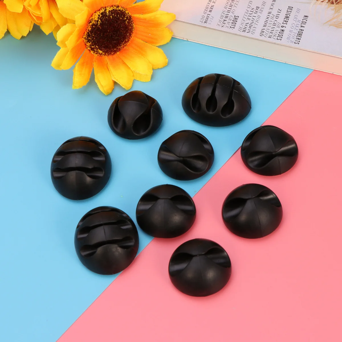 9Pcs Cable Clips Desktop Organizer with 3 Slot Designs for Pc Laptop Cord Management Black Cable Clips Cord Holder