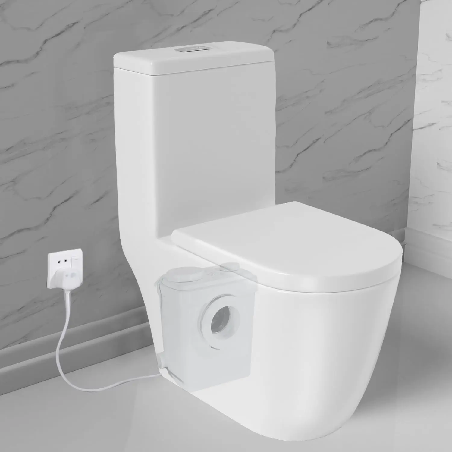 

WZ5211-P Macerator Pump One Piece Toilet with Upflush System for Basement,3 Water inlets for Sink, Toilet &, Customized