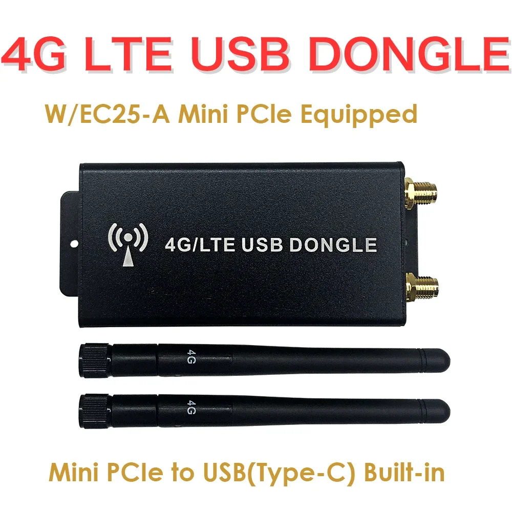 4G LTE Dongle Equipped with EC25-A Mini PCIe Modem Industrial Mini PCIe to USB(Type-C) Adapter W/SIM Card Slot LTE FDD B2/B4/B12