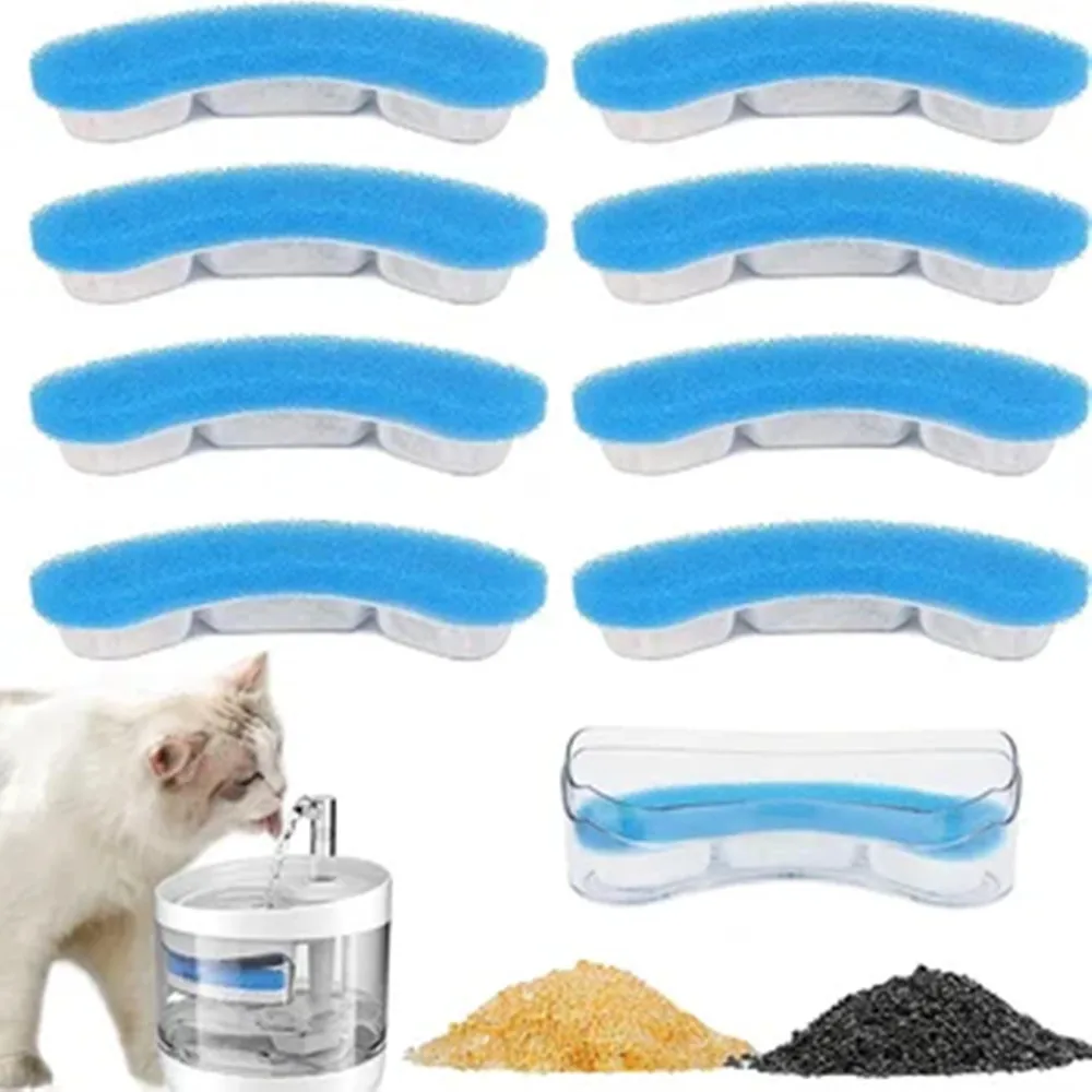 

8pcs Replacement Filter For Cat Dog Water Drinking Fountain Activated Carbon Replaced Filters Fountain Dispenser Feeders