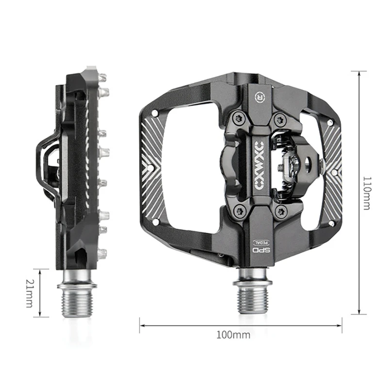 CXWXC MTB Pedals Flat Bicycle SPD Pedals Dual Function 3 Sealed Bearings Cleats Bike Pedals