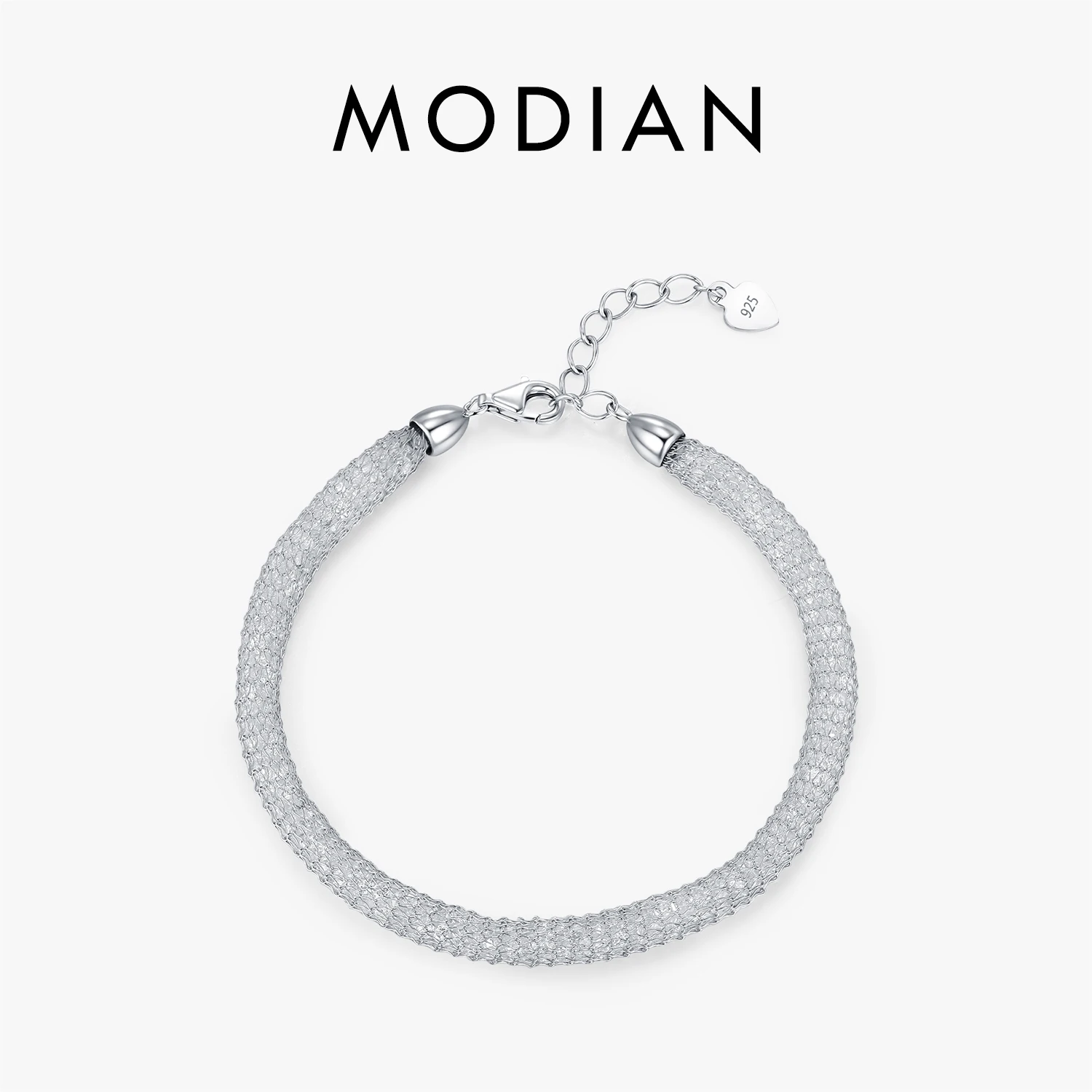 MODIAN-pulsera de plata de ley 925 con tejido de circonia reticular brillante, pulseras de fiesta exquisitas para mujer, joyería fina