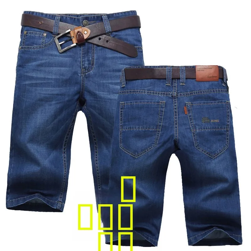 

Летние тонкие джинсовые брюки-капри мужские, свободные прямые, больших размеров, для пляжа, хлопковые, повседневные, деловые