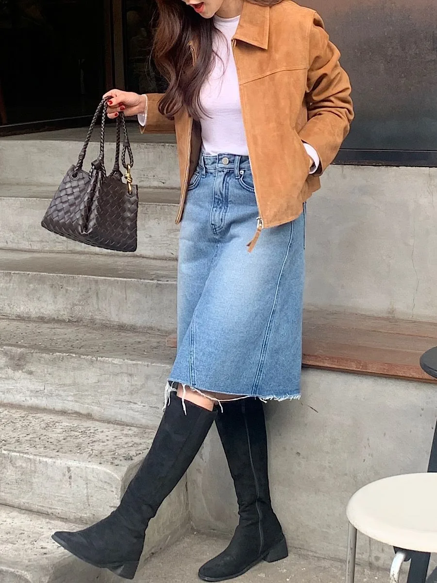 Koreanischer Chic 2026 Herbst Neuer Stil Stehkragen Kunstleder-Samt-Jacke mit Reißverschluss Coole Kurze Mantel-Oberteile für Damen – Detail 3