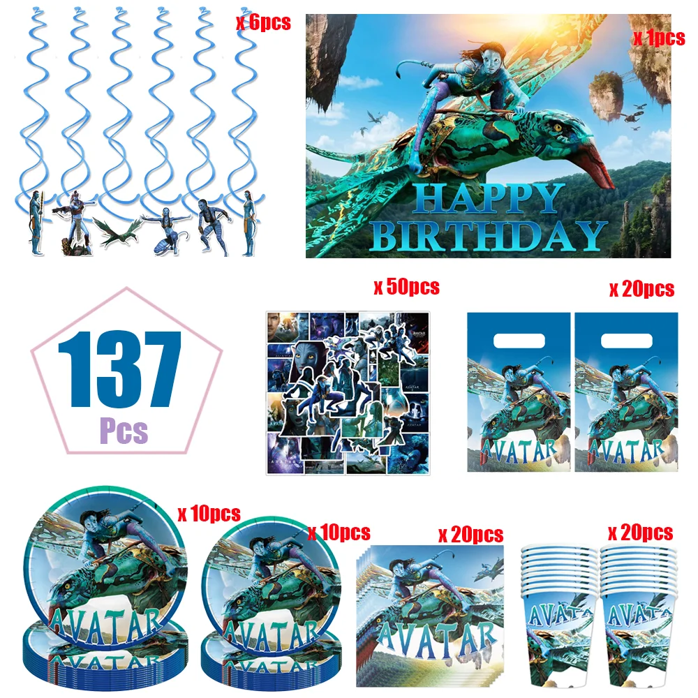 Avatar-Film Geburtstagsdekoration Tischware Tischdecke Tasse Teller Serviette Tasche Ballon Babyparty Partyzubehör Geschenke – Detail 6