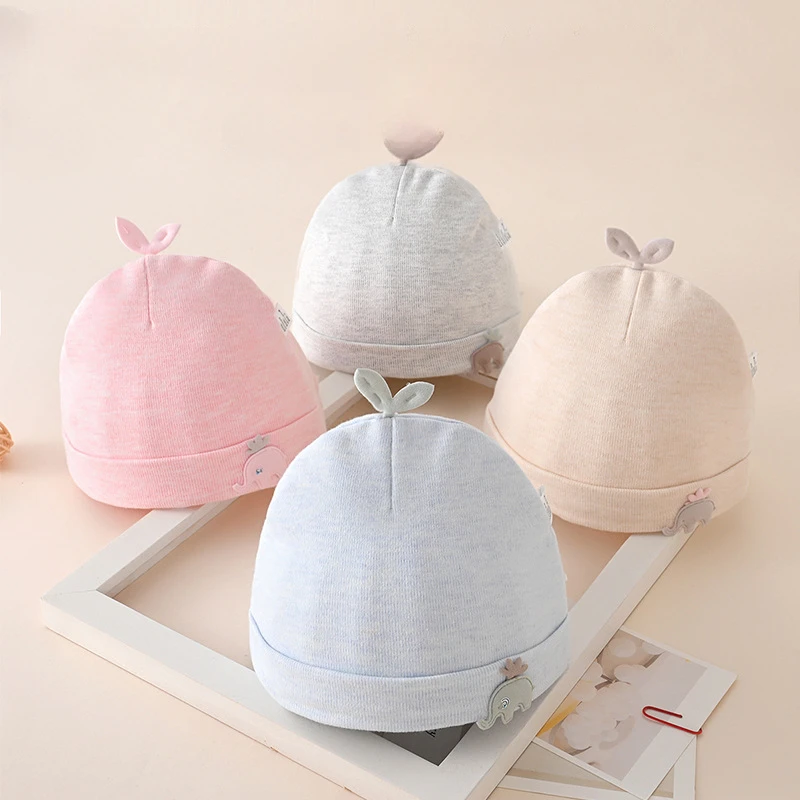 Cotton Baby Hat Single Layer Bonnet Spring Summer Hospital Caps Soft Breathable Newborn Essential for 0-3 Months Infants