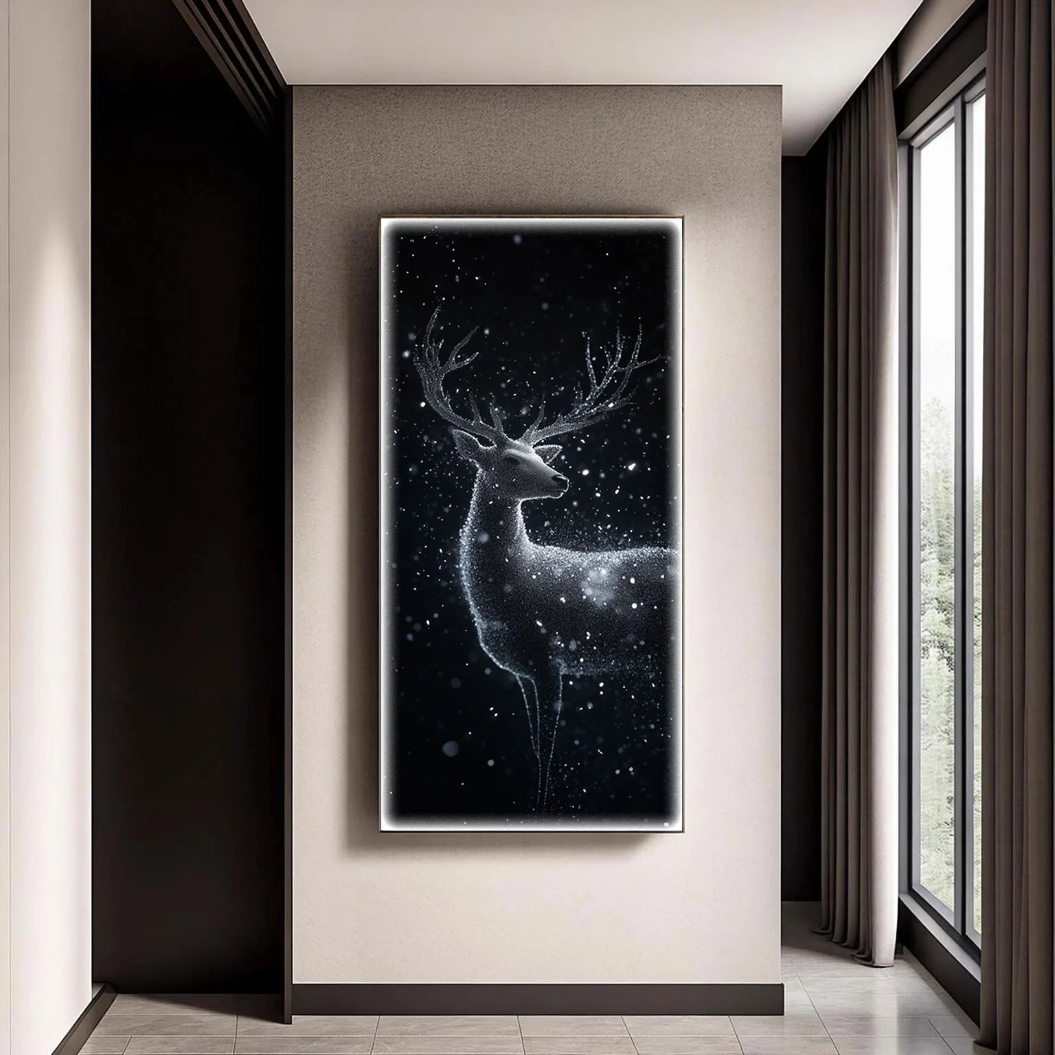

Minimalist Entrance Decoration Painting Vertical Version With Light Hanging Painting High-end Mural Lamp For Entering The Home