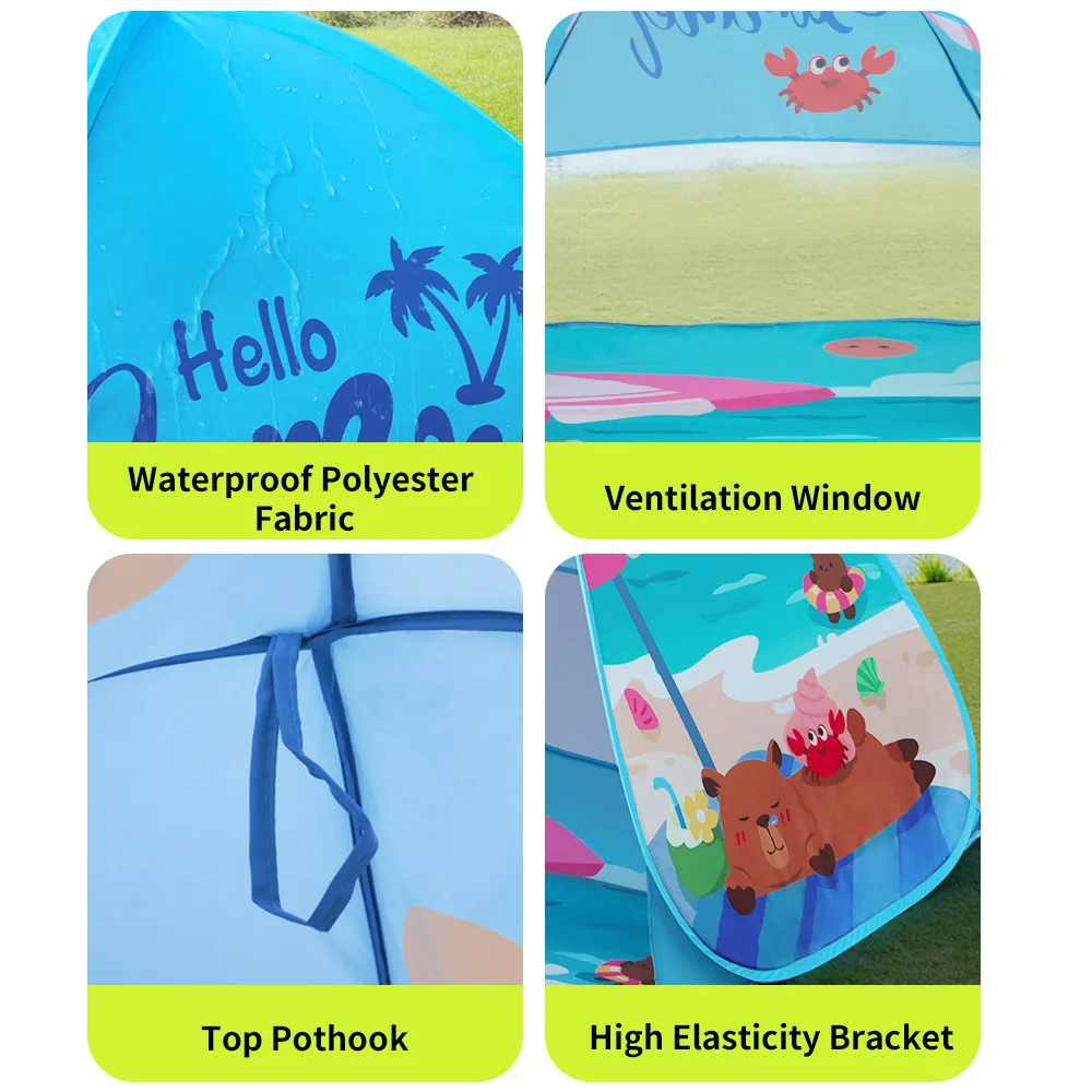 Kenpuaz praia à prova dwaterproof água barraca de família acampamento ao ar livre piquenique crianças tendas ventilar pop up aberto portátil para o bebê sombra sol