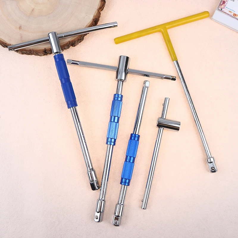 Multifunctional T-Handle Socket Wrench Set, Interchangeable Sockets And Lever Bar, Easy To Use Hand Tool For Repair Work view 4