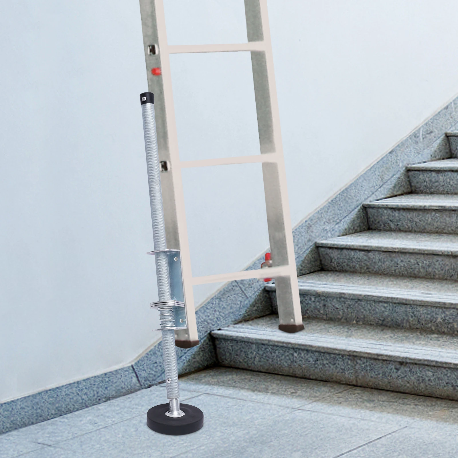 Ladder Leveler Pair with Engraved Anti-Slip Pattern Steel Pole, Adjustable Extension Ladder Leg Ground Leveler for Most Ladders