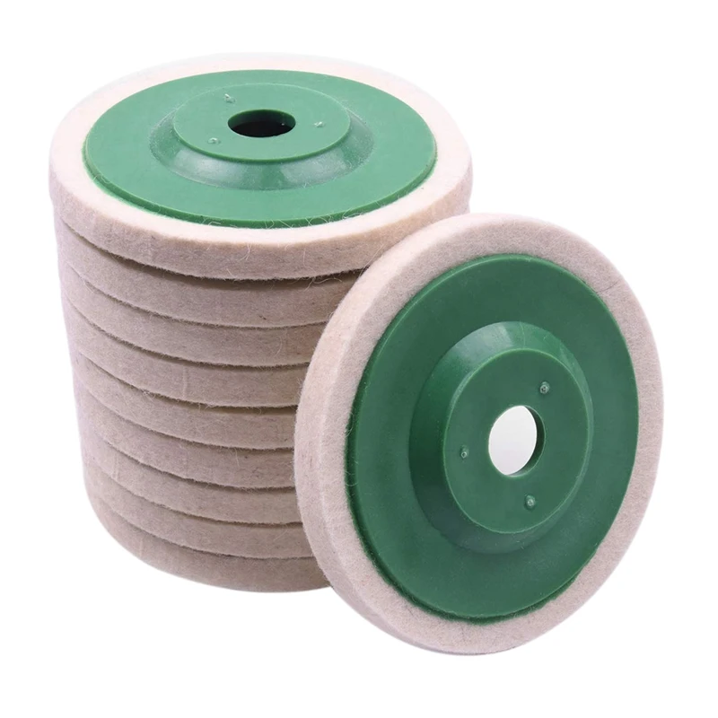 

10Pcs 100Mm 4 Inch Wool Buffing Round Polishing Wheels Pads Polisher Wheels For Copper Iron&Aluminum Metal Polishing Tools