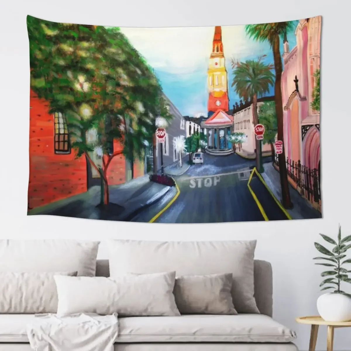 Church Street at Dusk, Charleston, SC Tapestry Bedroom Deco Wallpaper Tapestry