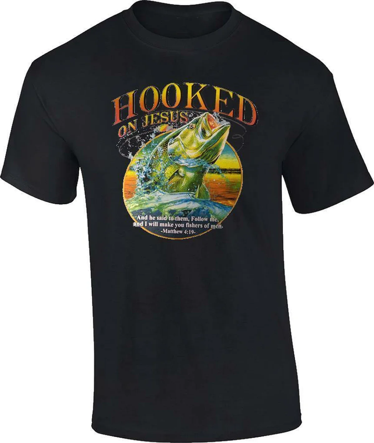 Hooked on Jesus. Matthew 4:19 Christian Gift T-Shirt. Summer Cotton Short Sleeve O-Neck Mens T Shirt New S-3XL