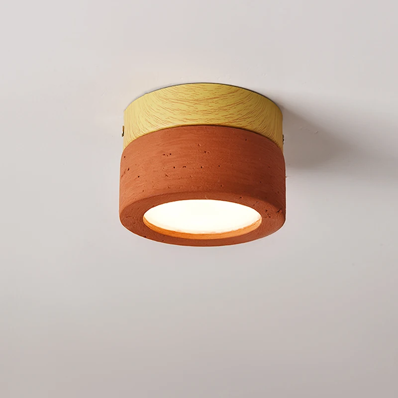 

Small Bedroom Led Ceiling Lamp Retro Style Restaurant Atmosphere Light Natural Stone Circular Balcony Corridor Daily Lighting