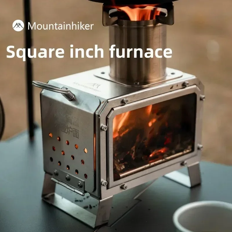 Mountainhike Portable Firewood Square Stove Stainless Steel Outdoor Fire Wood Heater Stove Picnic Hiking Camping Wood Burner