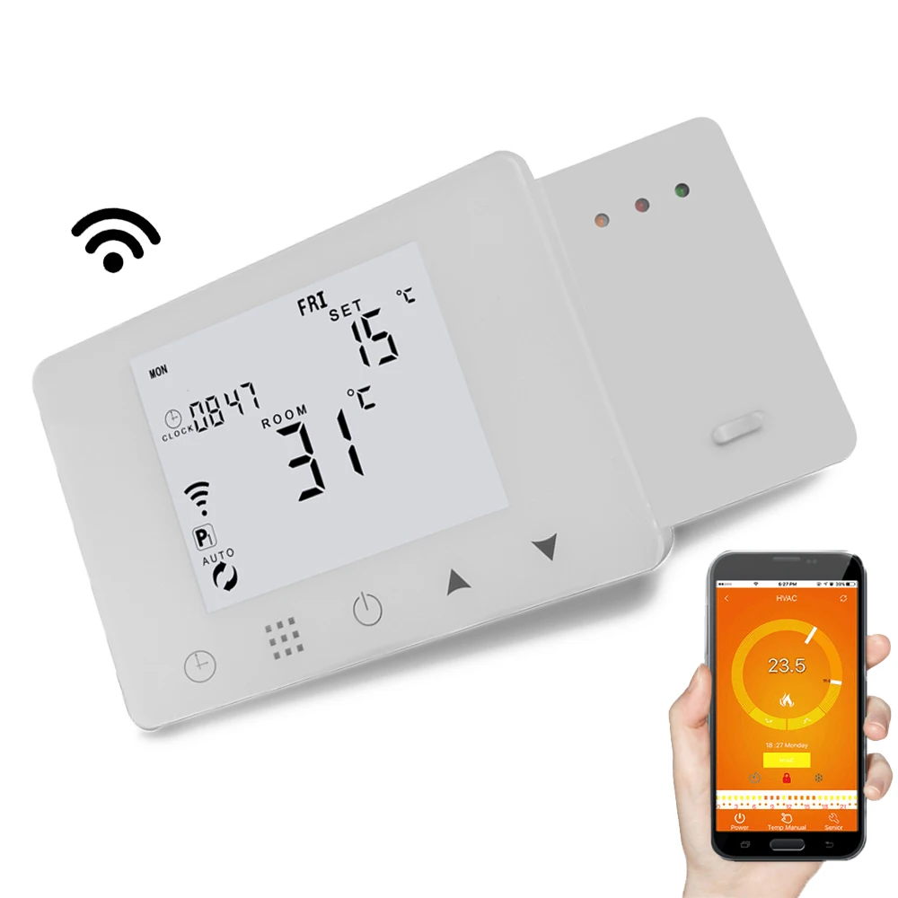 

HY09RF-WIFI Wireless Thermostat Touch Screen Programmable Temperature Controller for Room Heating with Gas Boiler and Actuator