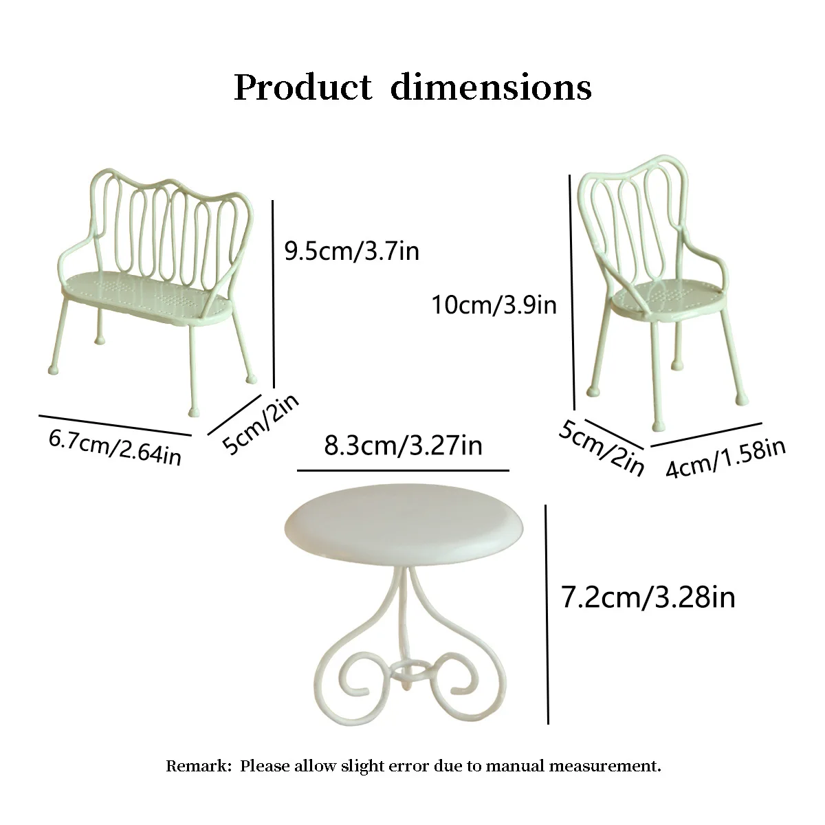 1:6 metalowy miniaturowy stół ogrodowy zestaw ławek w stylu nordyckim udawaj zagraj w meble restauracyjne BJD OB11 akcesoria do domku dla lalek