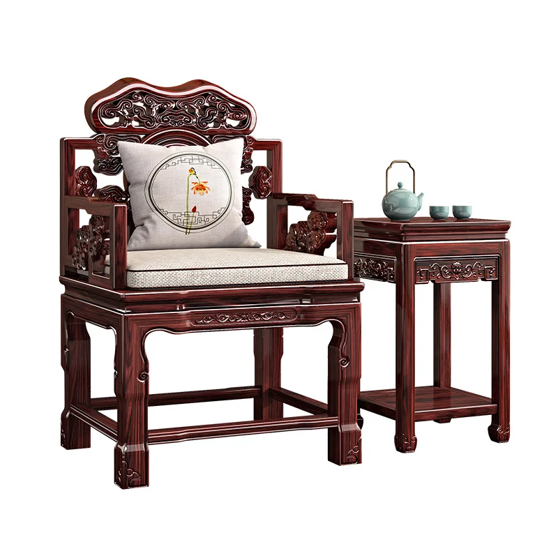New Chinese-style solid wood Taishi chair armchair three-piece set, rosewood backrest, official hat chair, mahogany tea chair