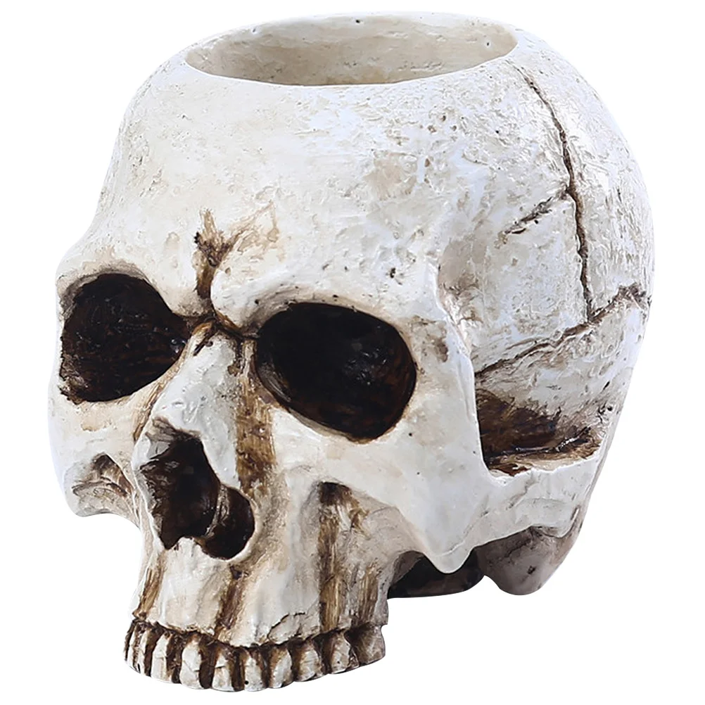 

Resin Skull Holder Halloween Scary Spooky Tealight Decorative Tabletop Home Party Festival Skull Candlesticks