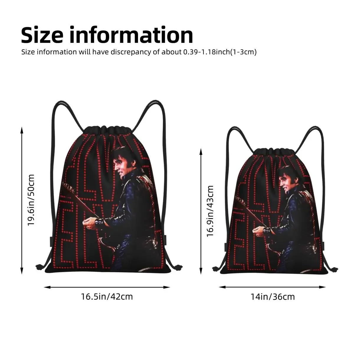 E-Elvis Presley Drawstring Bags Sports Backpack Gym Sackpack Water Resistant String Bag for Cycling