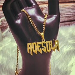 Personalised Custom Name Necklaces For Men Stainless Steel Gold Color Big Crown Letter Necklaces Pendant Curb Chain Jewelry Gift