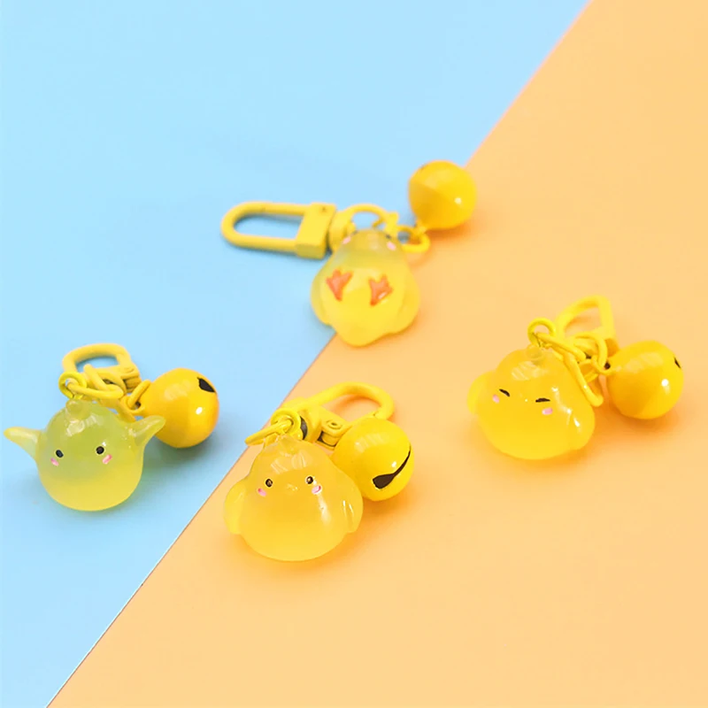 Luminous Peace Chicken Key Chain Cartoon Animal Doll Pendant Little Yellow Chick Key Ring Backpack Charms Car Bag Decor