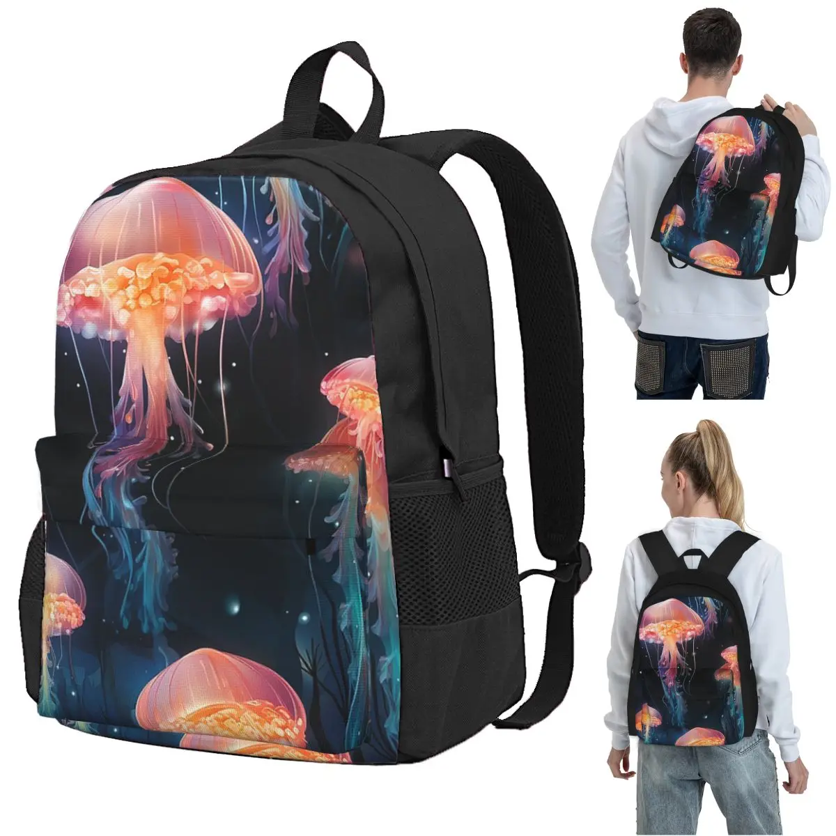 

Fluid Beauty Graceful Jellyfish Delight Backpack Student BookBag Kids School Bag Computer Shoulder Bags for Boys Girls