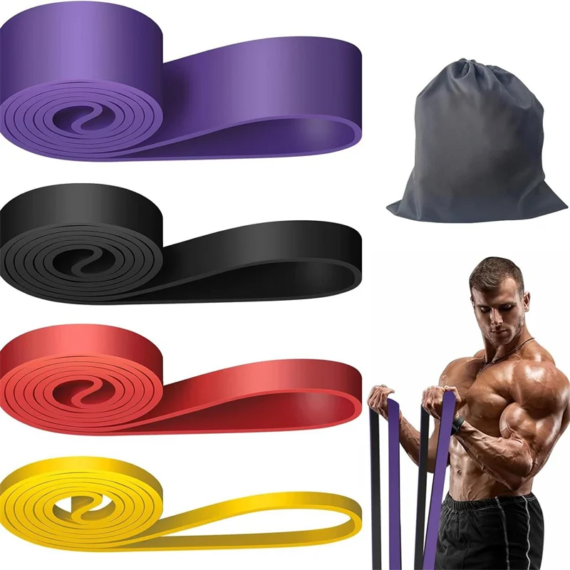 4Pcs Resistance Bands Set Latex Exercise Portable Elastic Band For Sport Strength Pull Up Assist Band Yoga Gym Workout Pilates