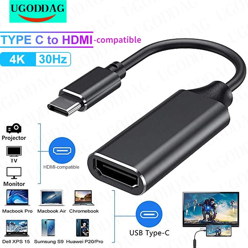 Convertidor de Cable compatible con USB C a HDMI, convertidor de Cable HDTV 4K USB 3,1 HDTV para MacBook