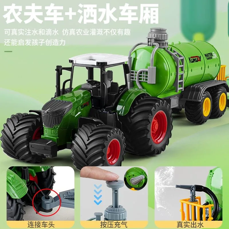 Tractor Toy Car Model Trailer and Accessories Simulation Children\'s Farmer Car