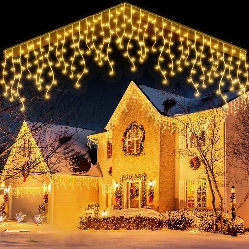 Christmas Festoon  Icicle Curtain Lights Outdoor 4M(W)*0.6M(H) Flash Fairy String Light  Year Wedding Party Decorations