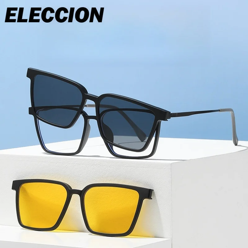 ELECCION Óculos de prescrição ultra leves magnéticos com clipe polarizados flexíveis e duráveis óculos de sol proteção UV400 feminino me