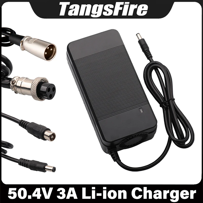 

50.4V 3A Lithium Battery Charger 12Series For 44.4V Li-ion Battery Pack Charger DC/XLR/GX16/RAC/GX12 High Quality Adapter